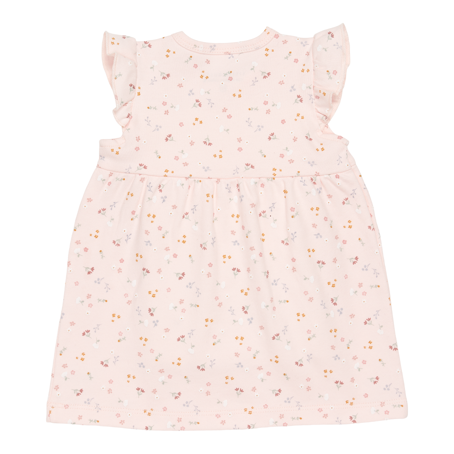 Dress Short sleeves ruffles – Little Pink flowers – back