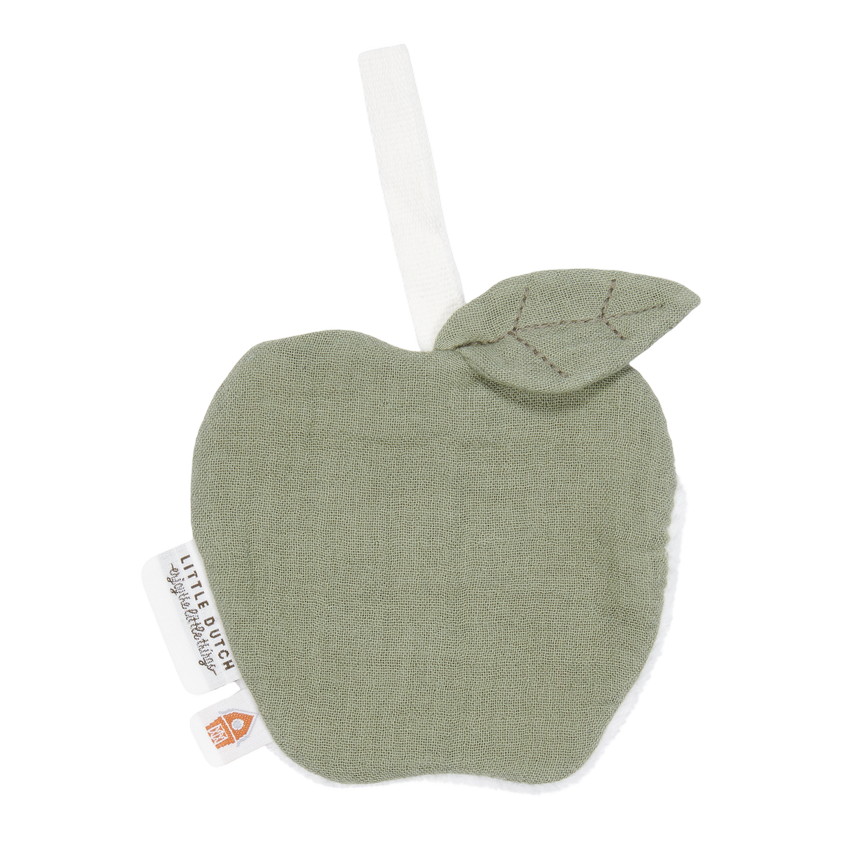 TE21214025 – Pacifier cloth Apple Muslin Olive – Little Farm (1)