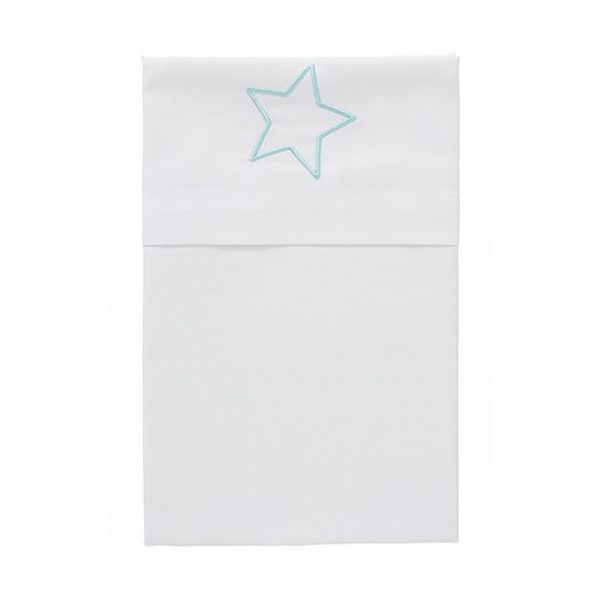 Wieg Lakentje ster borduur mint Cottonbaby