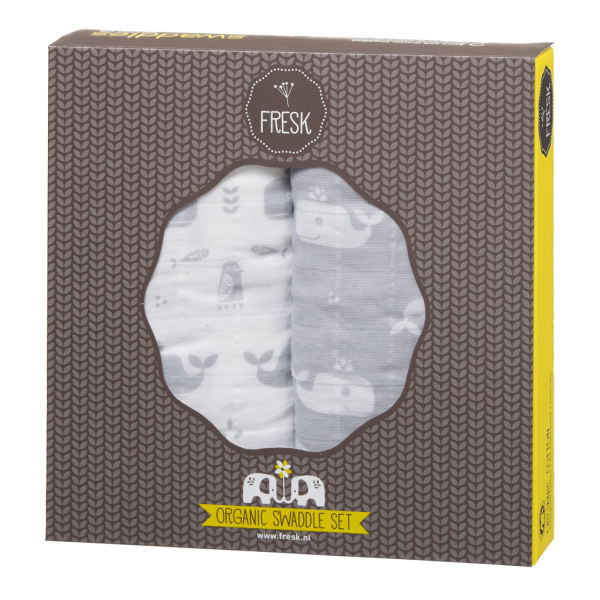 Fresk swaddles whale dawn grey Fresk