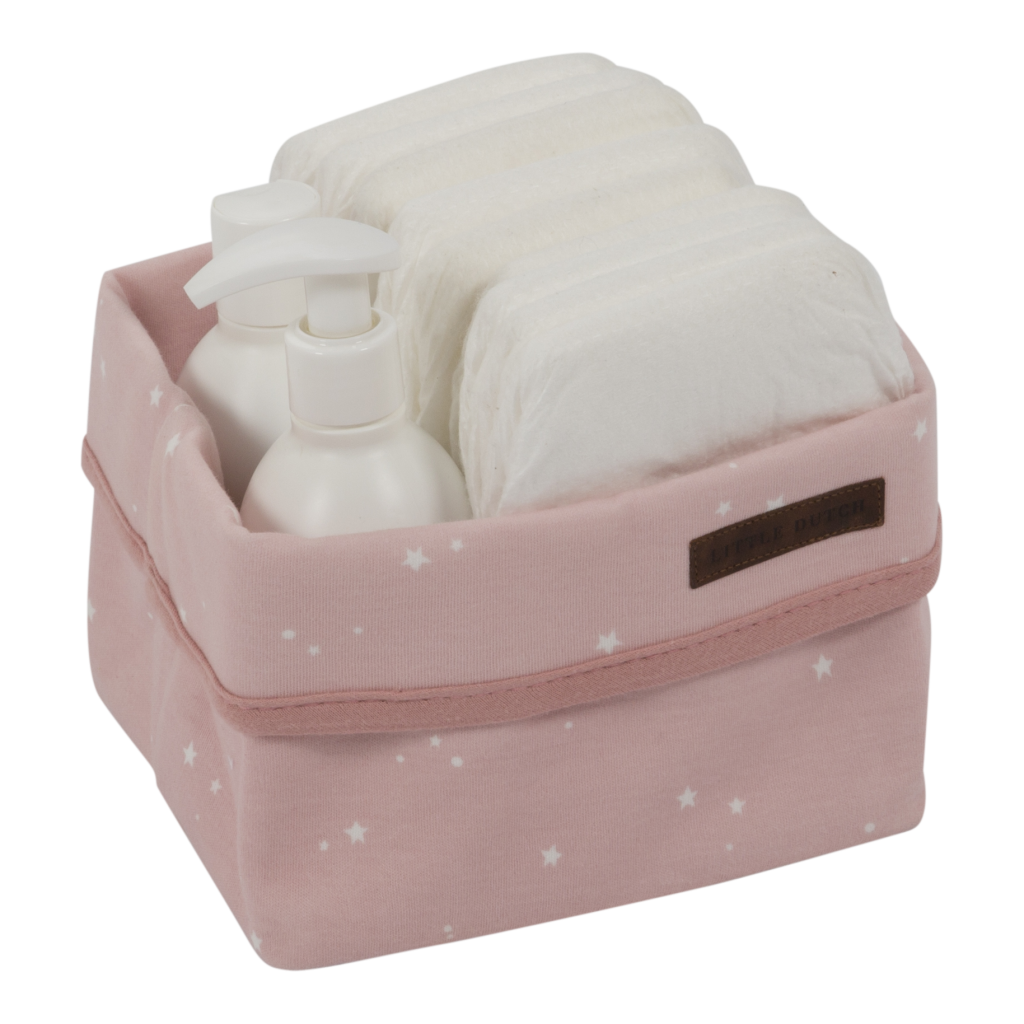 5951 Baby storage basket small littlestars pink filled Villa Uk