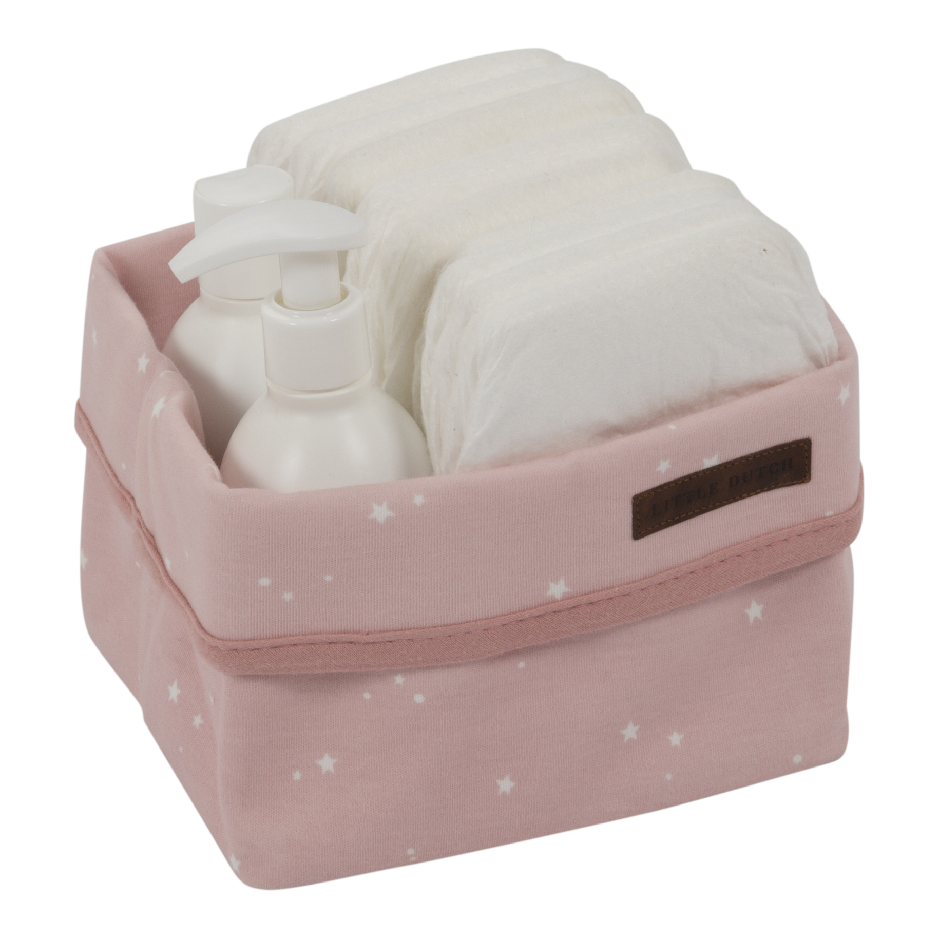 5951 Baby storage basket small littlestars pink filled Villa Uk