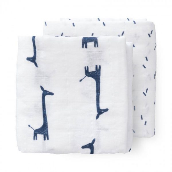 Swaddle set van 2 st.  70×60 Giraffe blue Fresk