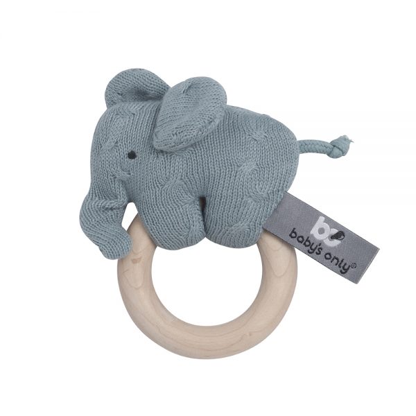 Houten rammelaar olifant stonegreen Baby's Only