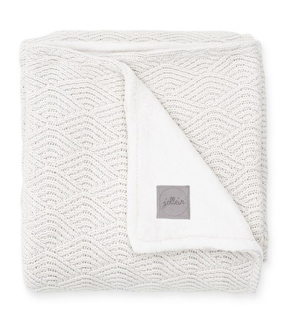 Deken River knit cream white/coral fleece Jollein
