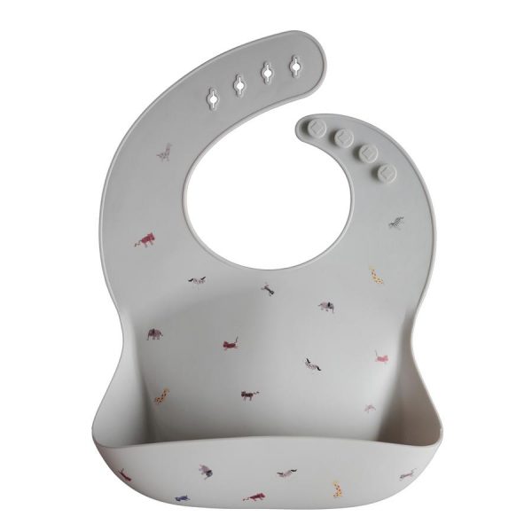 Mushie Siliconen Bib Slabbetje – Safari light grey Mushie