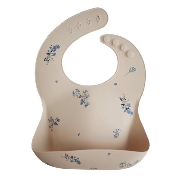 Mushie Siliconen Bib Slabbetje – Lilac Flowers Mushie