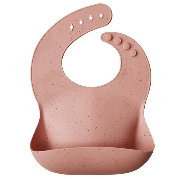 Mushie Siliconen Bib Slabbetje – Peach Terrazzo Mushie