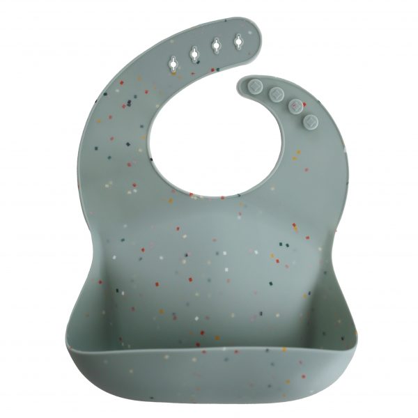 Mushie Siliconen Bib Slabbetje – Cambridge Blue Confetti Mushie