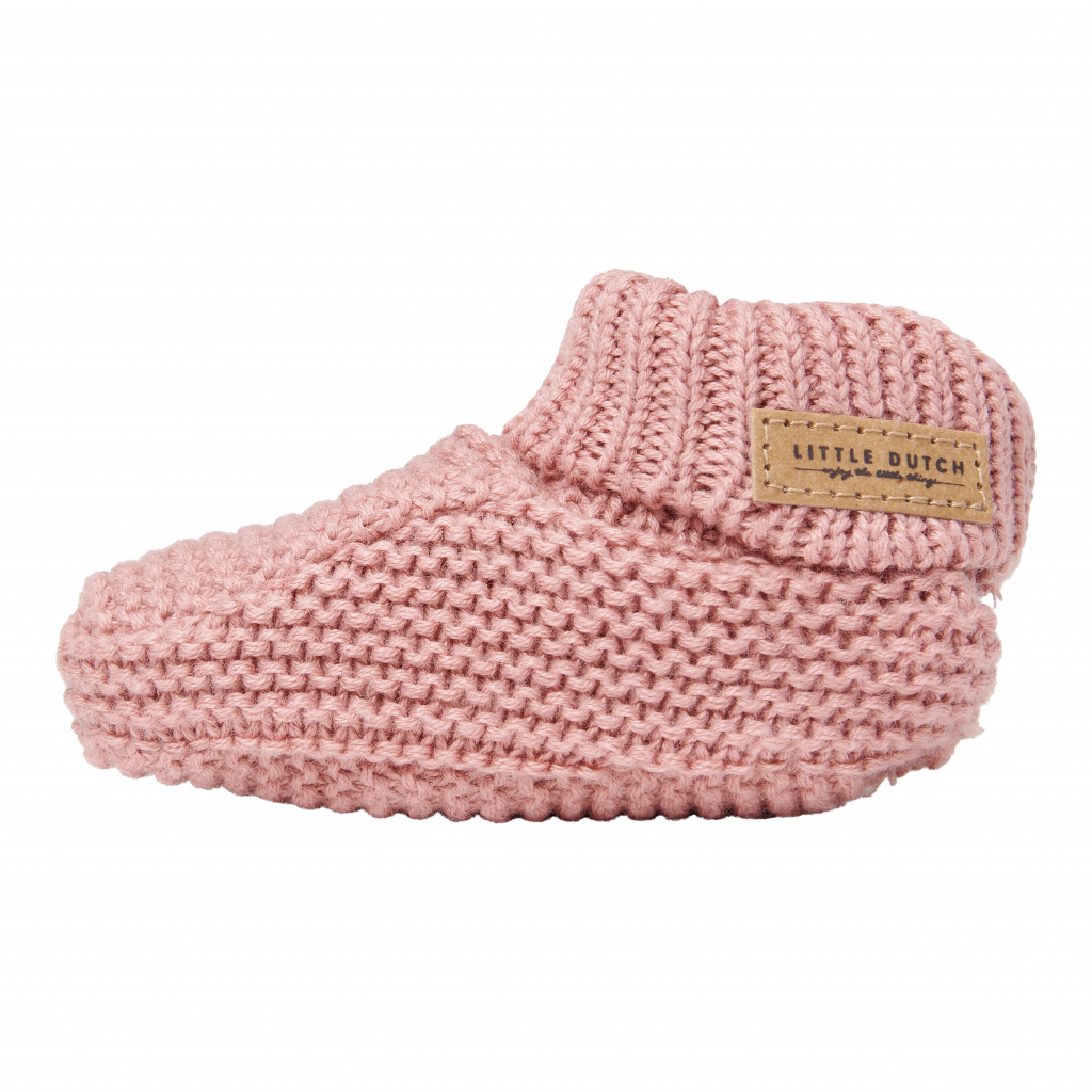 Knitted baby shoes – dark pink (1)