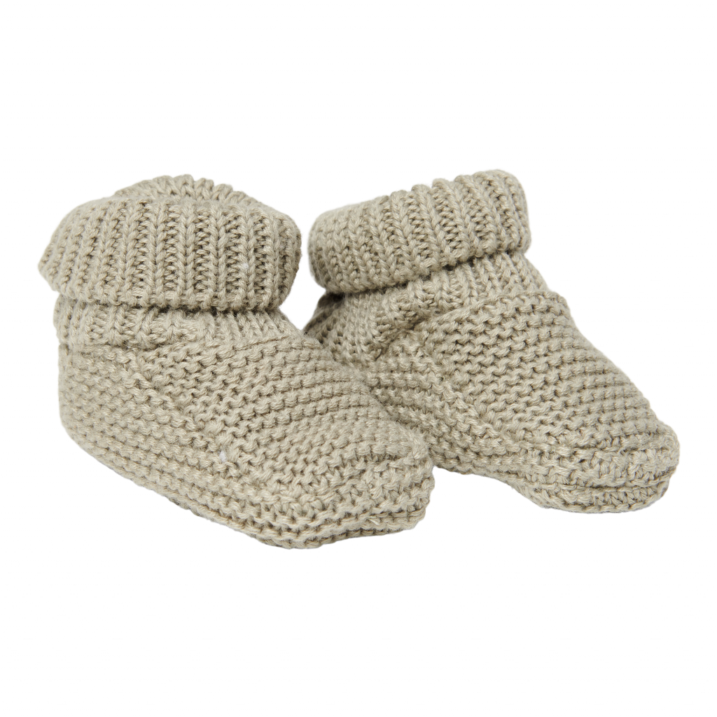 Knitted baby shoes – olive (3)