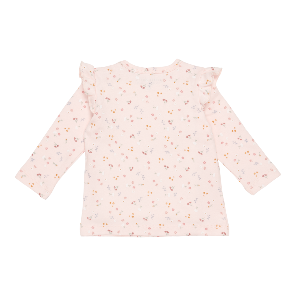 T-shirt Long sleeves ruffles – Little Pink Flowers – back