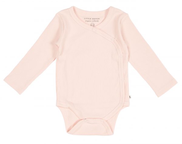 Romper met overslag lange mouw Rib Pink Little Dutch 