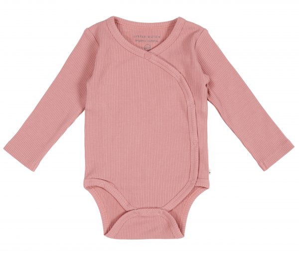 Romper met overslag lange mouw Rib Vintage Pink Little Dutch 