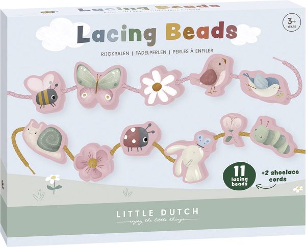 Houten Rijgkralen Flowers & Butterflies – educatief speelgoed Little Dutch
