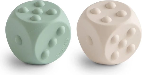 Mushie Dice Press Toy 2-pack Cambridge blue/ Shifting sands Mushie