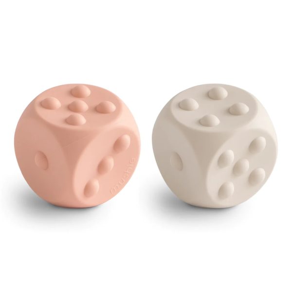 Mushie Dice Press Toy 2-pack Blush/ Shifting sands Mushie