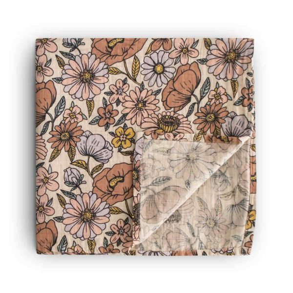 Mushie Swaddle 120×120 Bloemen Mushie