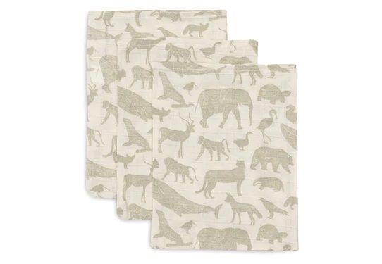 Washandjes Animals Olive Green (3 pack) Jollein