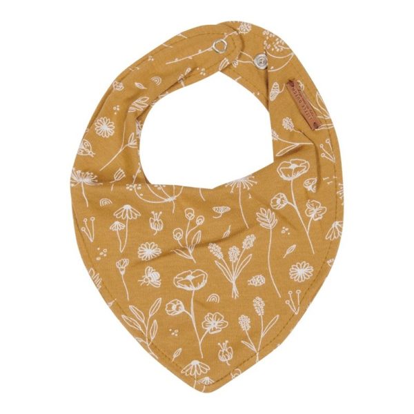 Bandana bib Wild flowers ochre Little Dutch