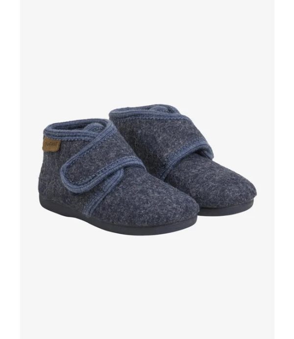 Slofjes Wool Velcro Navy Melange En fant