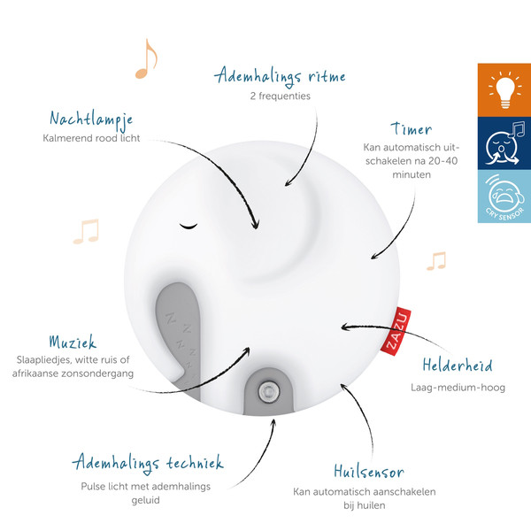 1 1 Zazu Zen Emmy de Olifant Ademhalingslamp Nachtlampje ZA-EMMY-014