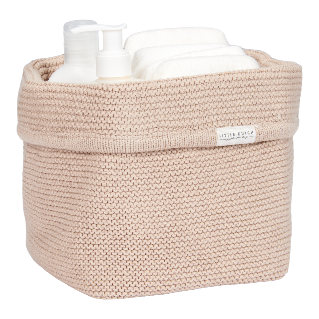 TE30423026 – Knitted storage basket small Beige – Newborn Naturals (1)