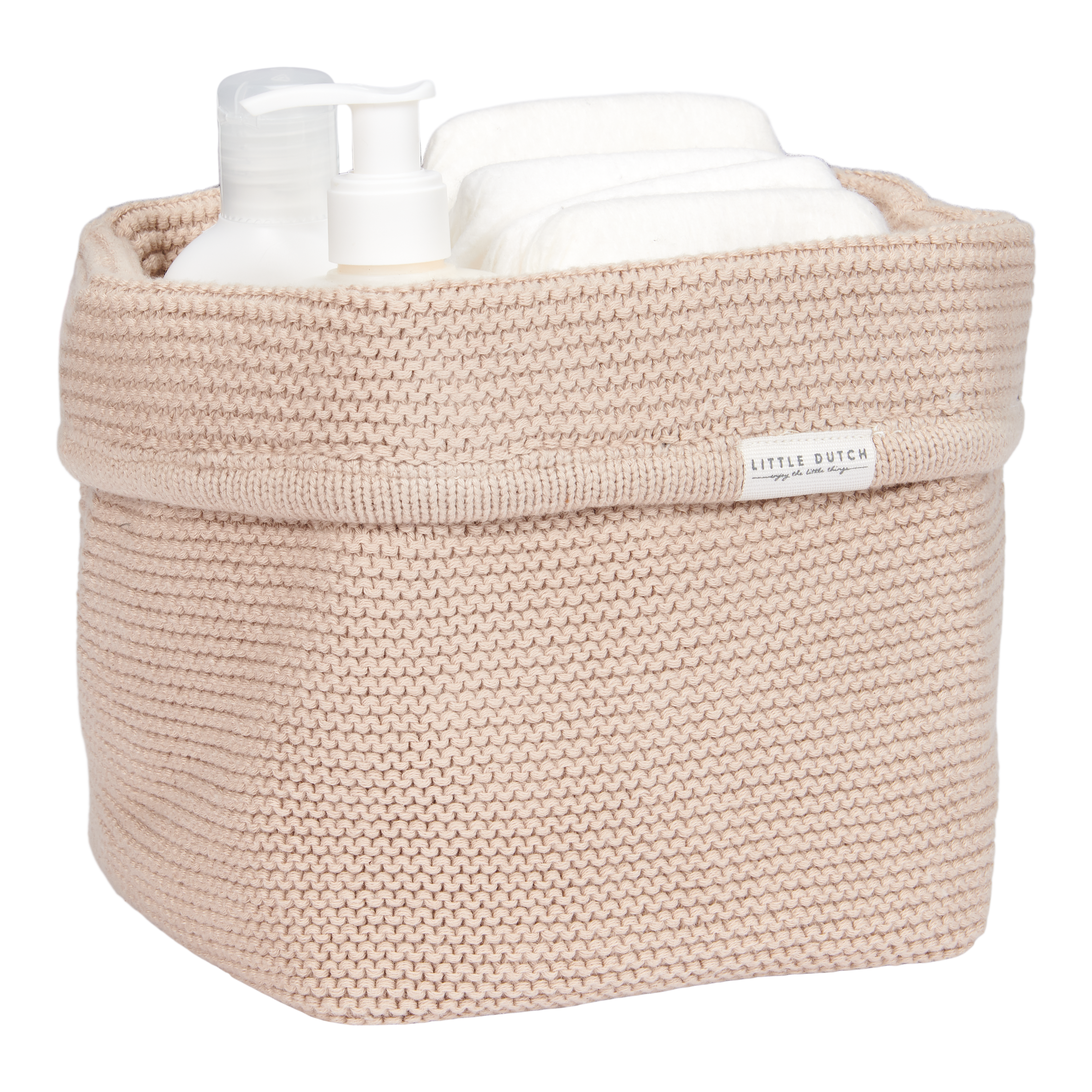 TE30423026 – Knitted storage basket small Beige – Newborn Naturals (1)