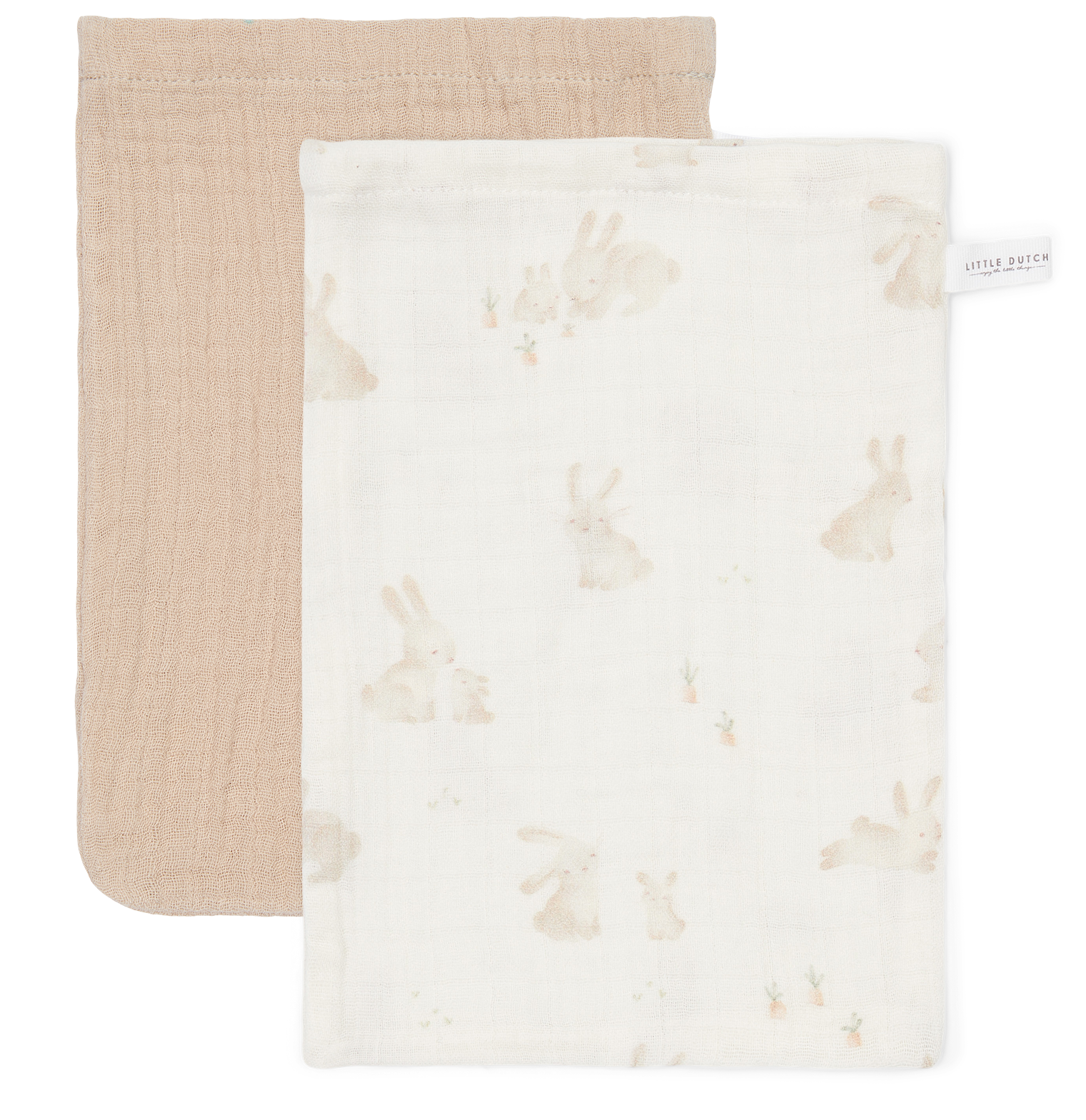 Washandjes Hydrofiel Baby Bunny/Beige Little Dutch