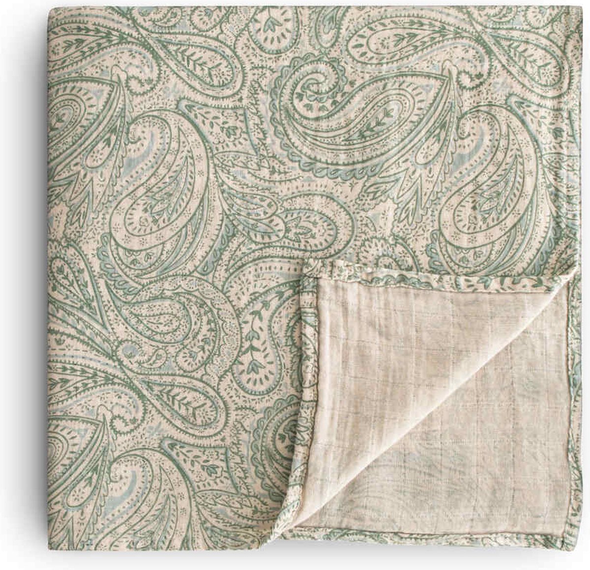 Mushie Swaddle 120×120 Green Paisley Mushie