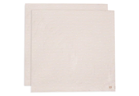 Hydrofiele Doek Large 115x115cm Miffy Stripe – Biscuit – 2 Stuks Jollein