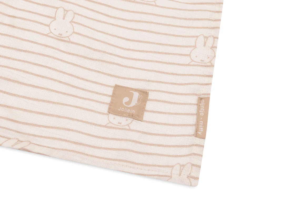 1 1 1 a Hydrofiele Doek Large 115x115cm Miffy Stripe – Biscuit – 2 Stuks2