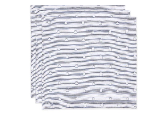 Hydrofiele Doek Small 70x70cm Miffy Stripe – Navy – 3 Stuks Jollein