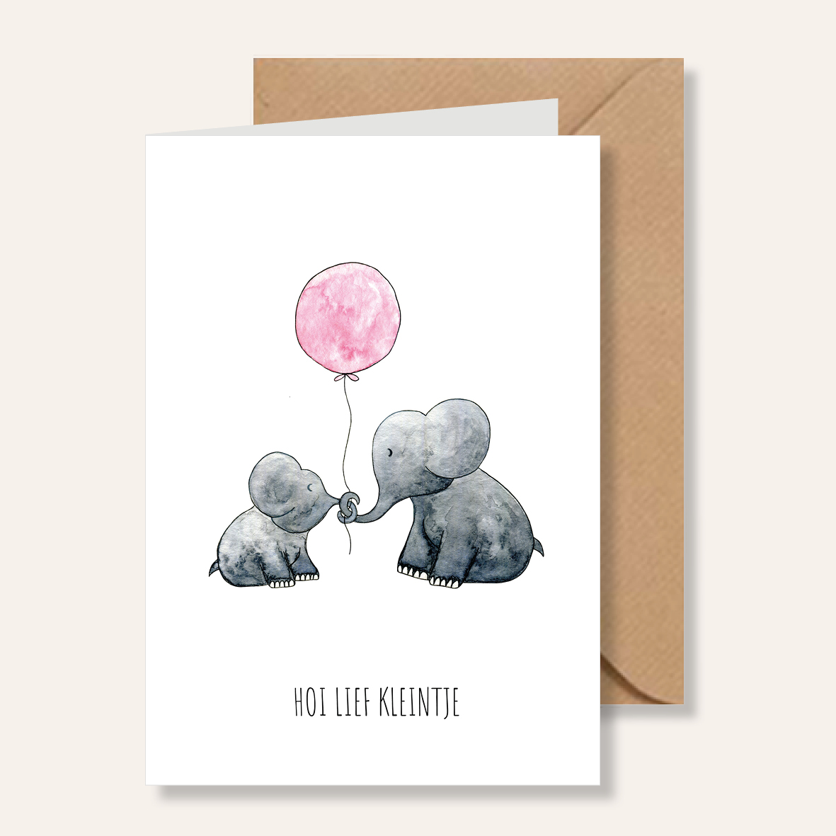 HOI LIEF KLEINTJE OLIFANTJES ROZE Juulz Illustrations