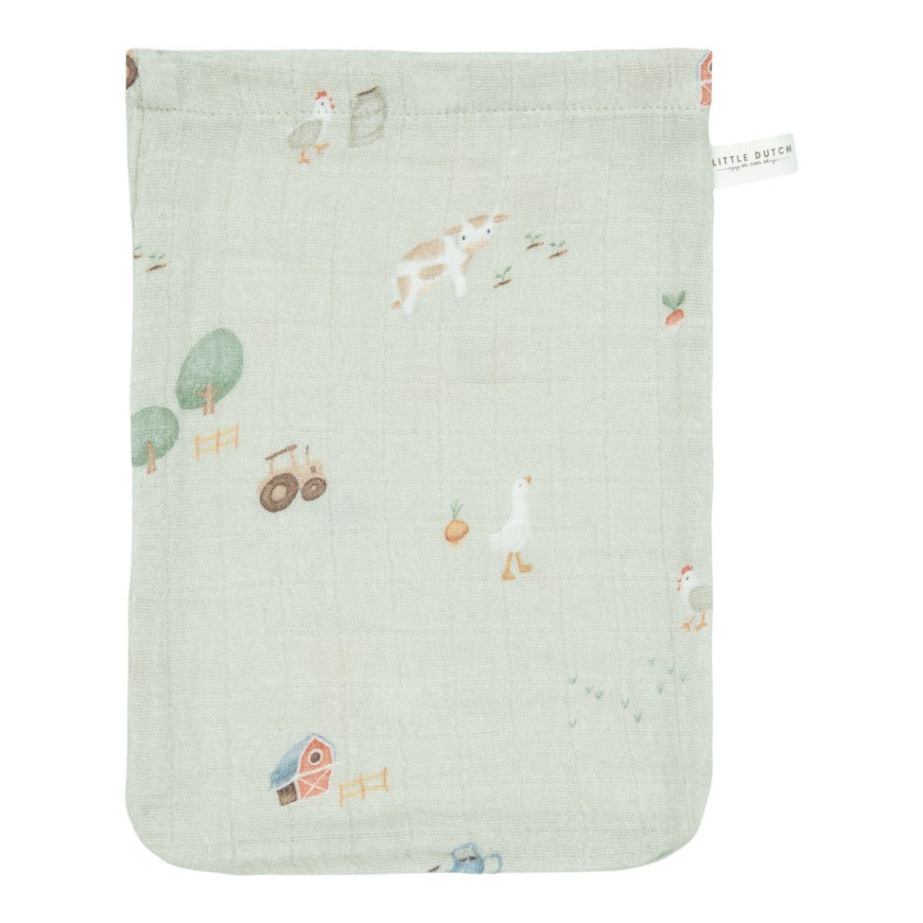 TE51614022 – Washcloths set muslin Little Farm Olive – (2)