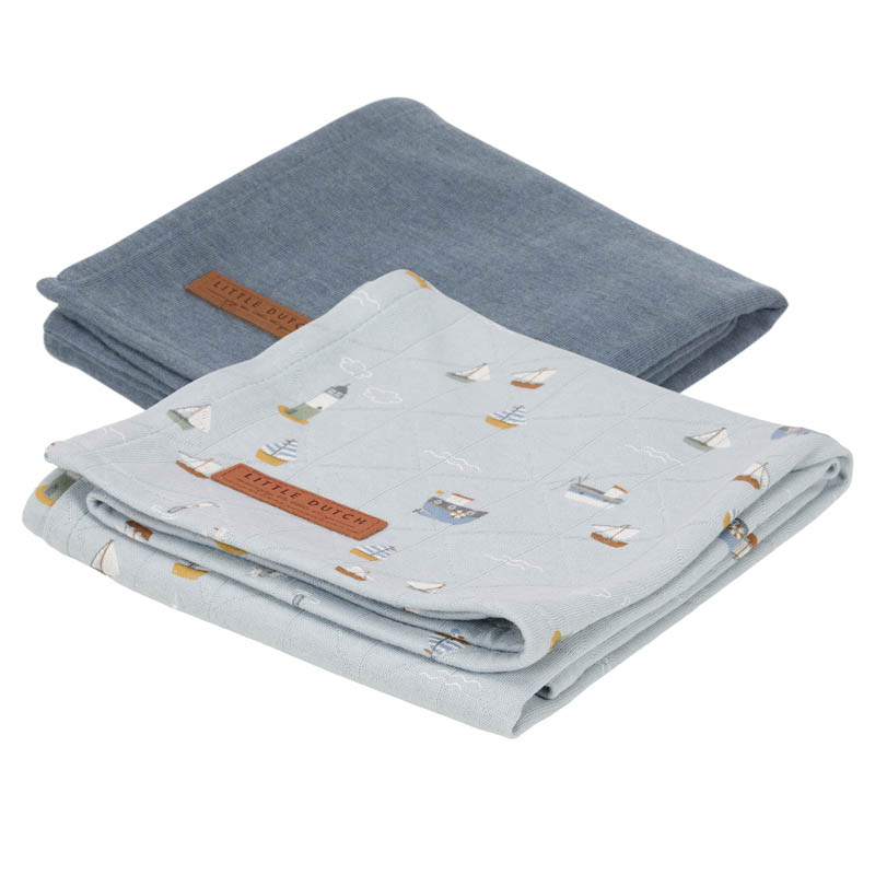 Swaddle doek 70 x 70 – Sailors bay blue Little Dutch